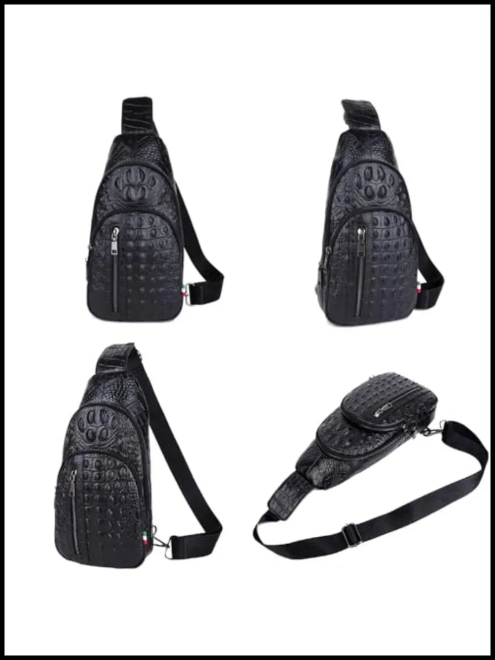 Leather Sling Bag Hiking Daypack for Men Women Outdoor Travel